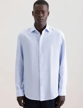 Slim Leinenhemd Gestreift Blau 40 - Seidensticker.com - FashionsVida