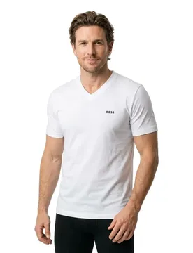 T-shirt à Manches Courtes Et Col En V V 10256064 White 3XL