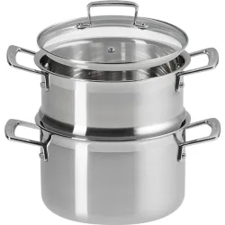 Olla 3-Ply con vaporera y tapa