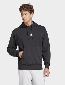 Mens Felpa Con Cappuccio Essentials Feelcozy French Terry - Nero, nero nero Uomo taglia L