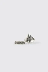 Men's 2 Pack Gothic Rings Silver Size S/M Silver S/M