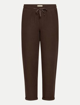 Verkürzte Leinenhose Braun 38
