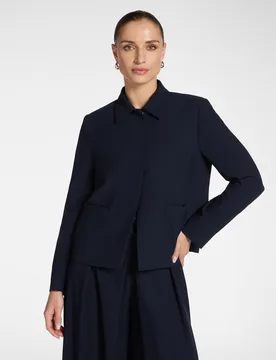 Chaqueta de mujer en tejido crepé botones de presión y bolsillos aplicados - Elena Miró - FashionsVida