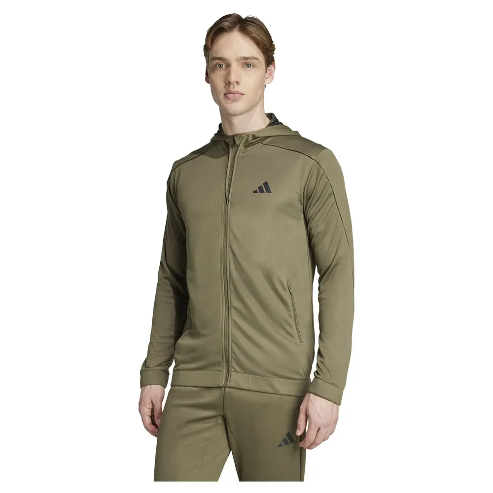Sweat-shirt à Zip Train Essentials Seasonals Olive Strata M - Adidas - FashionsVida