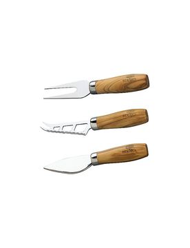 Juego de 3 cuchillos para queso de madera de olivo marrón