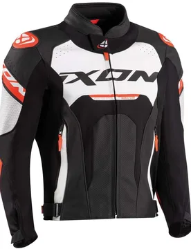 Giacca Moto in Pelle JACKAL JKT Bianco Nero Rosso taglia S - Ixon - FashionsVida