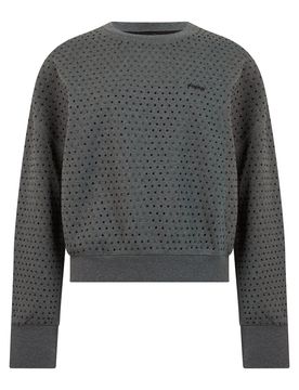 Cropped Sweatshirt with Applications and Long Sleeves