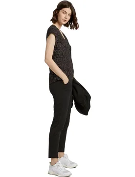 Pantalón recto de mujer con cintura media ajustable - Tom Tailor - FashionsVida