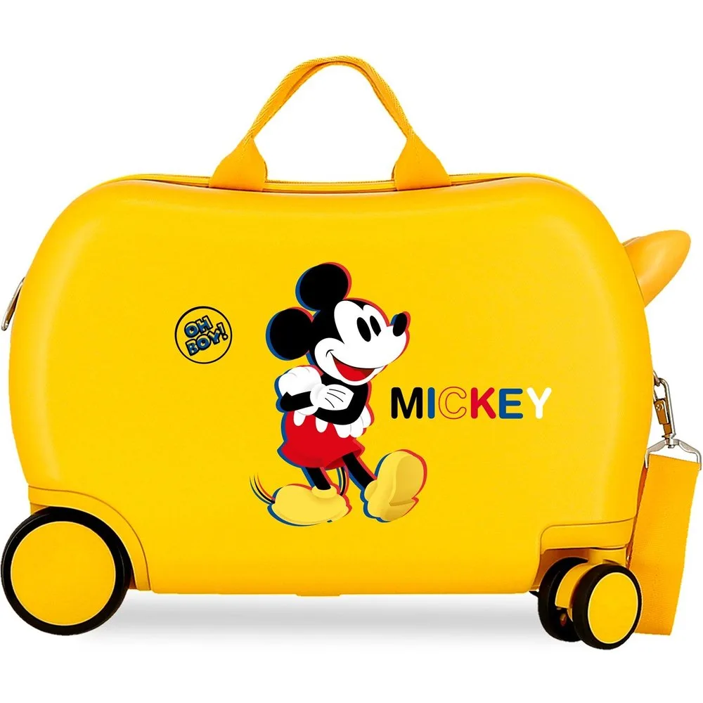Maleta infantil 2 ruedas multidireccionales Mickey 3D con capacidad de 28L en ocre - Disney - FashionsVida