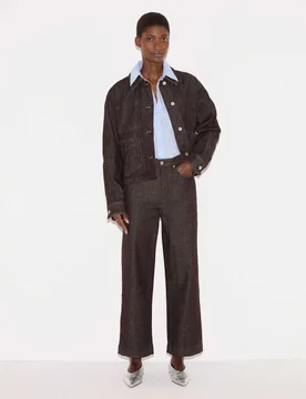 High Waisted Wide Leg Ankle Grazer Jeans Brown Mix female - Jigsaw - FashionsVida