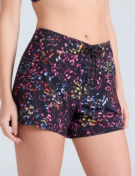 Aurora Womens Printed Mini Boardshort - Black - Black - Size: 6 - Animal - FashionsVida