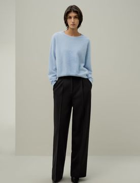 Maglione Cashmere Spalle Scese Azzurro S - 100% Cashmere, Morbido ed Elegante
