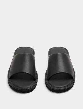 Leather Sliders Black male - Autograph - FashionsVida