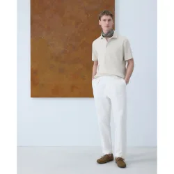Polo de hombre maga corta pique algodón lino