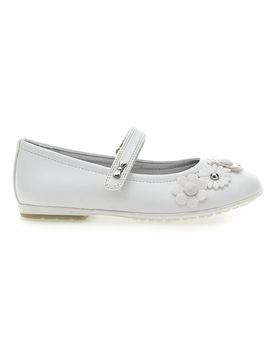 Ballerine Bianche con Cinturino e Soletta in Vera Pelle AG17081 26