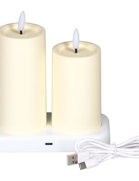 LED-Kerzen mit Ladestation, 2 Stück weiss