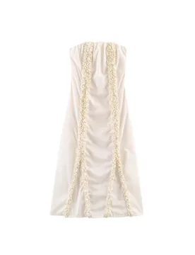 Withered Women's French Straight Neck Off Shoulder Embossed Layered Decoration Midi Dress - Aliexpress - FashionsVida