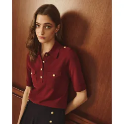 Jersey de mujer con rayas y cuello tipo polo