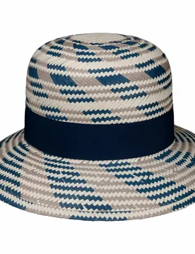 Tricolour Straw Hat by - blue-grey - Damen - Size: One Size - Lipodo - FashionsVida