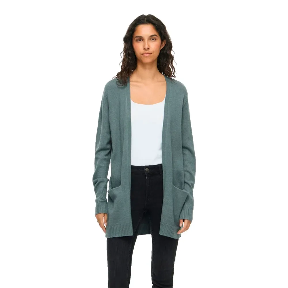 Cardigan Ril Open Balsam Green / Dark Melange S - Vila - FashionsVida
