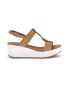 Sandali beige con zeppa e forme geometriche 363033 38 - PLOCADI - FashionsVida