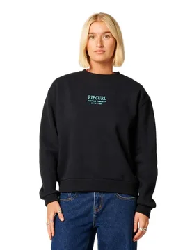 Felpa Surf Staple Relaxed Crew Black XS - Rip curl - FashionsVida