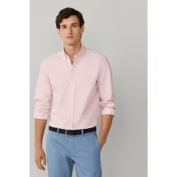 Camisa de hombre fit regular de algodón lisa con logo birdie
