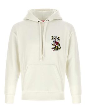 Felpa con cappuccio ricamata tigre selvaggia