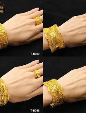 Dubai Luxury Gold Plated Bangles Bracelet With Ring Copper Jewelry For Ladies Women Bridal Wedding Banquet Charm Bangles Gifts - Aliexpress - FashionsVida