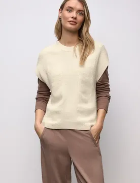 Ärmelloser Chenille Pullover female Beige