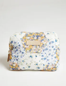 Maya Summer Patchwork Print Cosmetic Bag in Blue - One Size - Lily and Lionel London Limited - FashionsVida