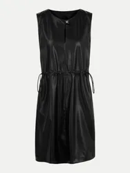 Cain Kurzes Kunstlederkleid mit Tunnelzug Schwarz 42