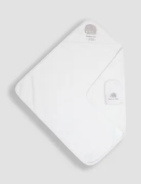Pure Cotton 'Born in 2026' Hooded Towel Set White unisex - JoJo Maman Bébé - FashionsVida