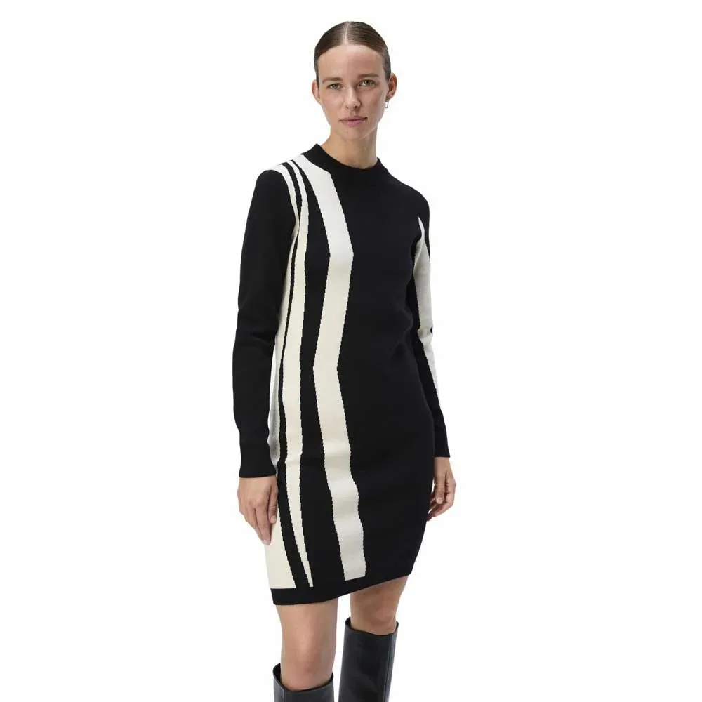 Robe à Manches Longues Ray Black / Pattern Sandshell Vertical Stripes XS - Object - FashionsVida