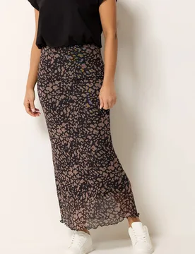 Women's Petite Abstract Print Mesh Maxi Skirt in Black Size: 8 - Black - Size: 8 - M&Co - FashionsVida