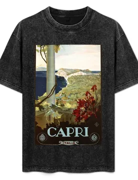 CAPRI ITALIA Travel Advertising Wall Art Vintage Italian Art Deco T-Shirt Big and Tall Basic Tee Shirt - Aliexpress - FashionsVida