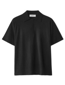 Men's Button-Fastening Cashmere Polo Sweater with Ribbed Knit