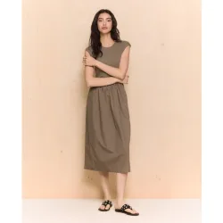 Vestido midi sin mangas combinado