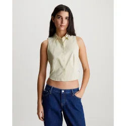 Camisa Mujer de popelín sin mangas