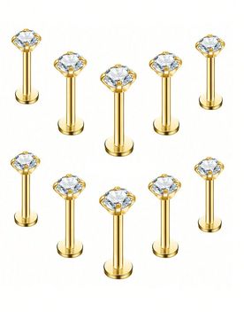 Piezas/lote Joyería de piercing de acero inoxidable con rosca interna para trago, labio, cartílago, hélix, de 16G, con diferentes tamaños de 6 mm,