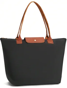 Bolso de mano plegable con asa superior de nailon para mujer, bolso de mano casual para el fin de semana - Shein - FashionsVida