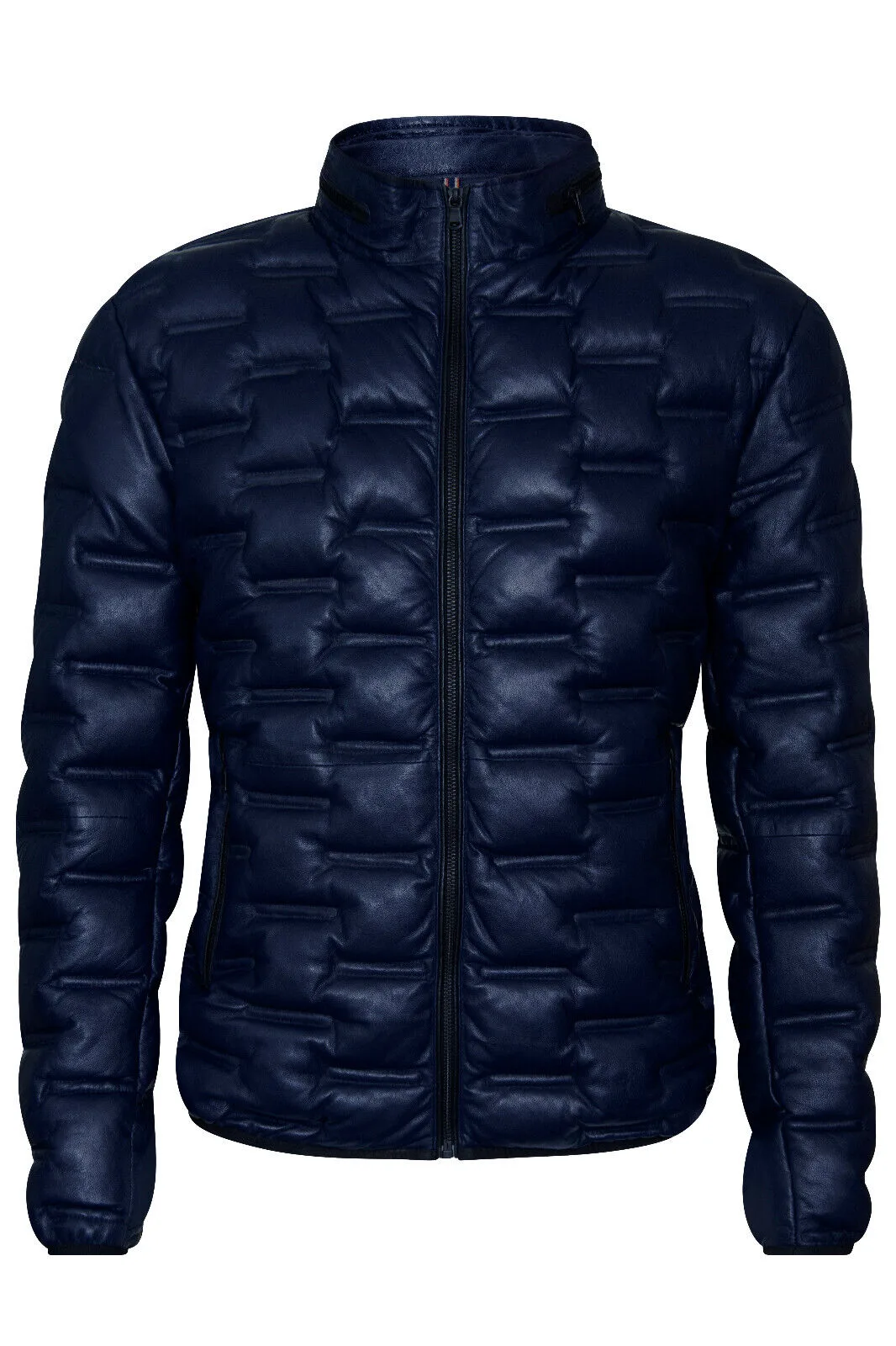 Mens Puffer Quilted Bomber Jacket - Recife - Navy - Size X-Large - Infinity Leather - FashionsVida