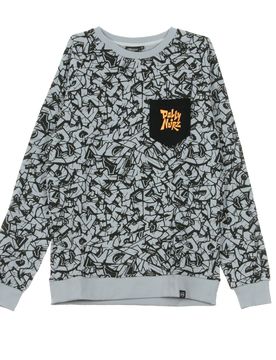 Felpa Girocollo Uomo Rocks Pattern Crew Grey/black
