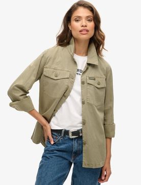Superdry Damen Military Hemdjacke Grün - Größe: 40