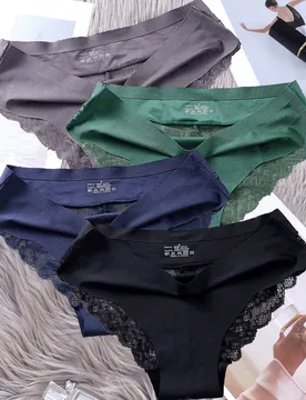 Set de 4 piezas de pantys femeninos sin costuras, de encaje, sexy y transparente de malla de seda de hielo - Shein - FashionsVida