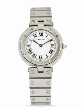 Santos Round Stainless Steel Watch - Cartier - FashionsVida