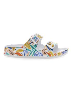 Ciabatte bianche fantasia tropicale con doppio cinturino HM06 39