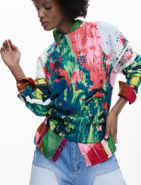 Pull arty imprimé, , Vert, S