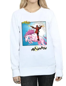 Women's Deadpool Hey You Sweatshirt in White Size: Medium - White - Size: M - Marvel - FashionsVida