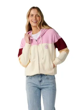 Sweat-shirt à Zip Party Wave Colour Block Off White XS
